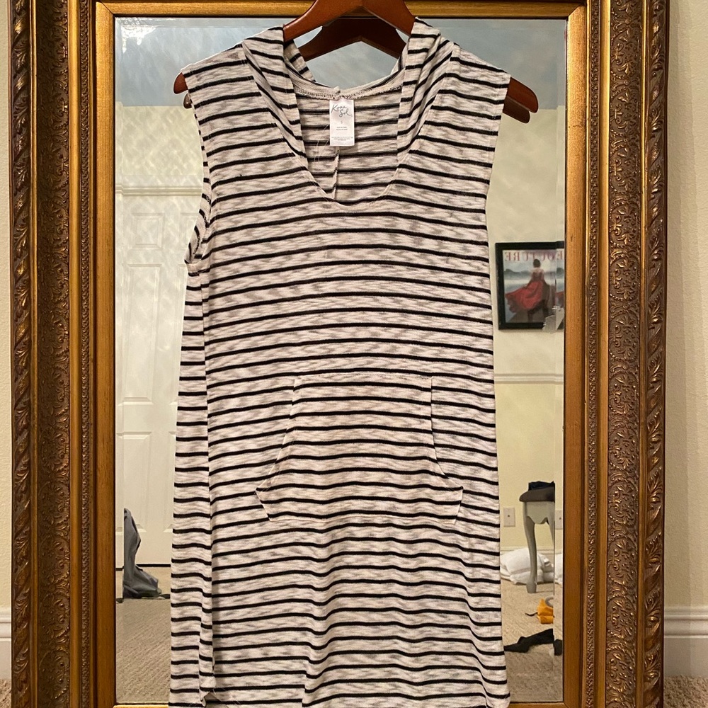 Kona Sol hoodie striped beach cover up dress